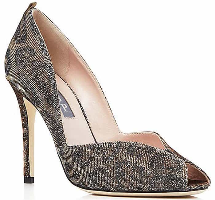 SJP by Sarah Jessica Parker "Naomi" Metallic Glitter Peep Toe Pumps