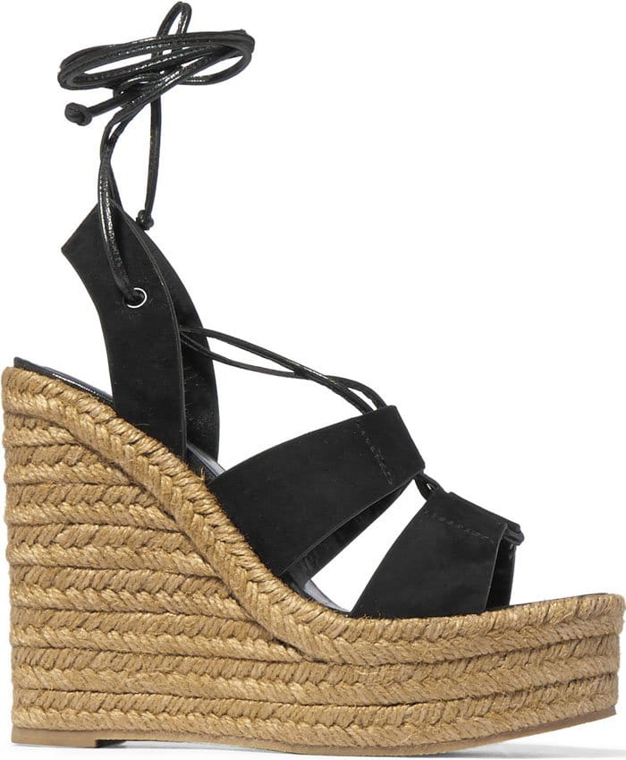 Saint Laurent Suede Espadrille Wedge Sandals