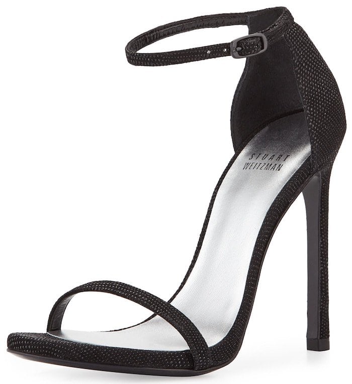 Stuart Weitzman “Nudist” Goosebump Napa Sandal in Black