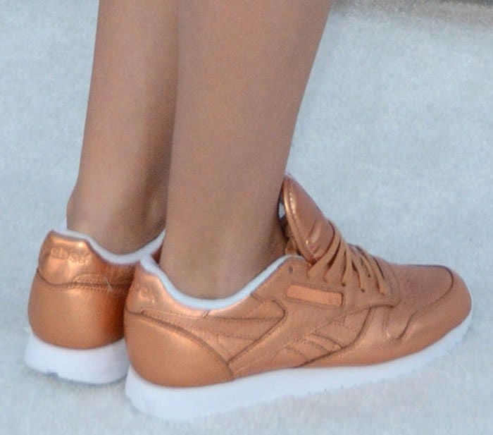 Tove Lo wears bronze leather Reebok X FACE Stockholm "Spirit" sneakers