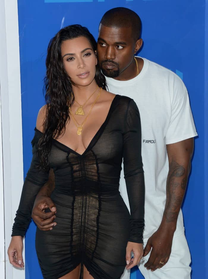 Kim Kardashian with Kanye West at the 2016 MTV Video Music Awards