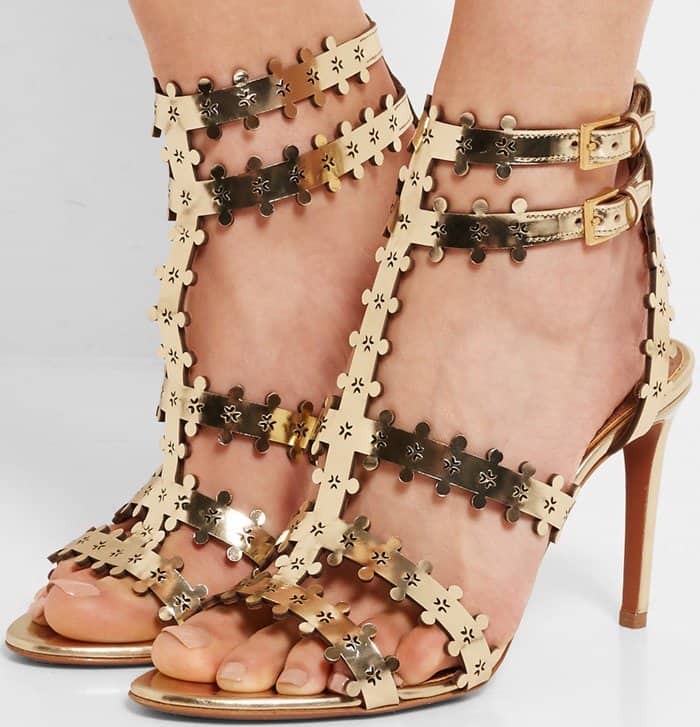 Gold Metallic Alaïa Metallic Leather Sandals