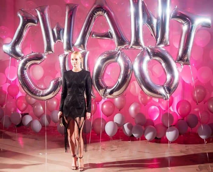 Amber Valletta shows off her long pins at the Jimmy Choo anniversary event