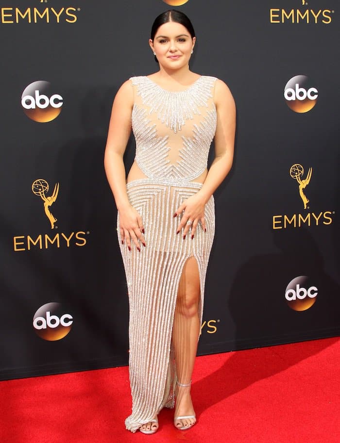 Ariel Winter in a Yousef Al-Jasm gown paired with Stuart Weitzman 'Nudist' sandals at the 68th Annual Primetime Emmy Awards