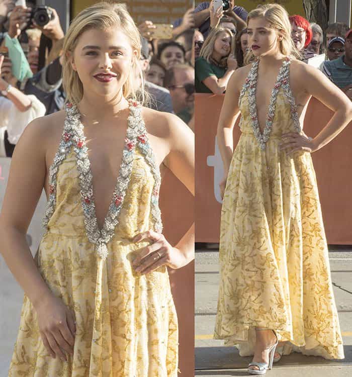 chloe-grace-moretz-miu-miu-yellow-embellished-gown