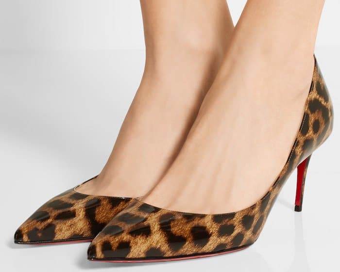 Christian Louboutin "Iriza" 70 Leopard-Print Patent-Leather Pumps