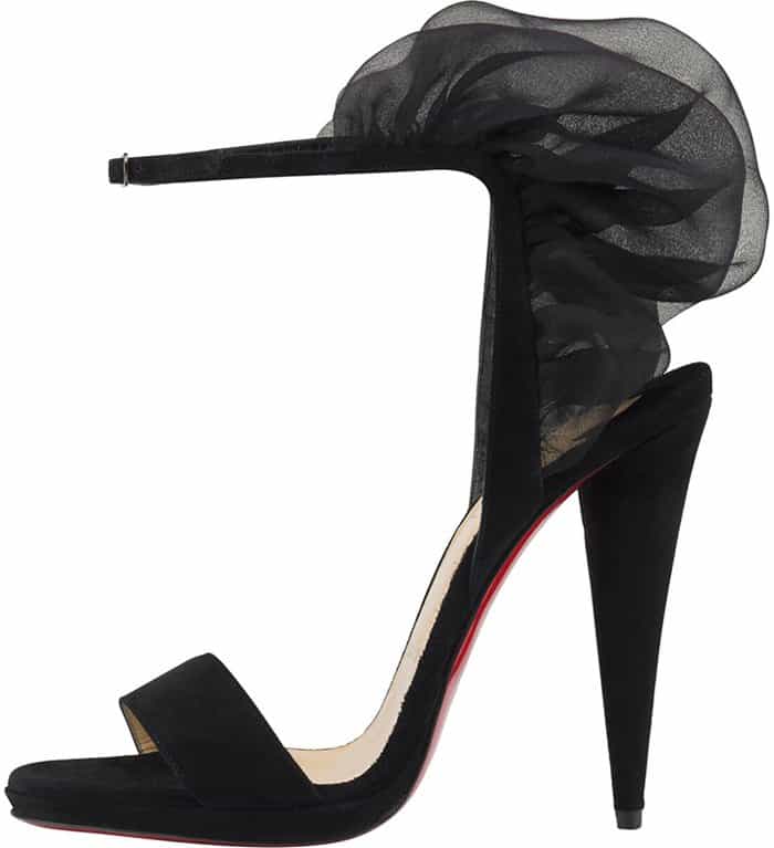 Jacqueline Suede & Silk Chiffon Ankle-Strap Sandals