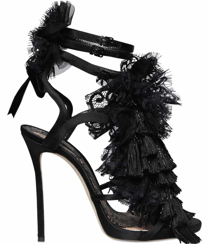 Black DSquared2 Lace and Satin Sandals