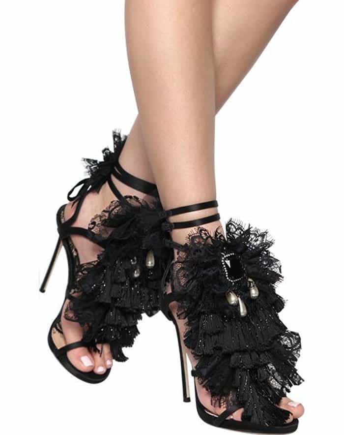 Black DSquared2 Lace and Satin Sandals