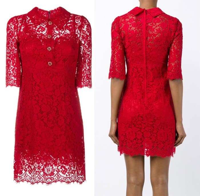 Dolce & Gabbana Lace Dress with Embellished Buttons