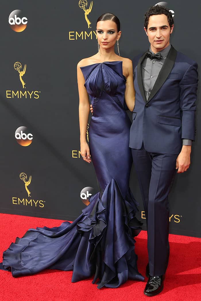 Zac Posen posing with Emily Ratajkowski, his model and date for the night