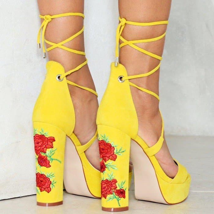 Floral Embroidered Heel Platform