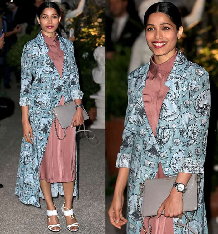 Freida Pinto consistently embodies feminine elegance, and she showcased this once more at the Burberry fashion show during London Fashion Week