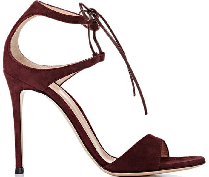 Gianvito Rossi "Darcy" Double-Strap Sandals Burgundy