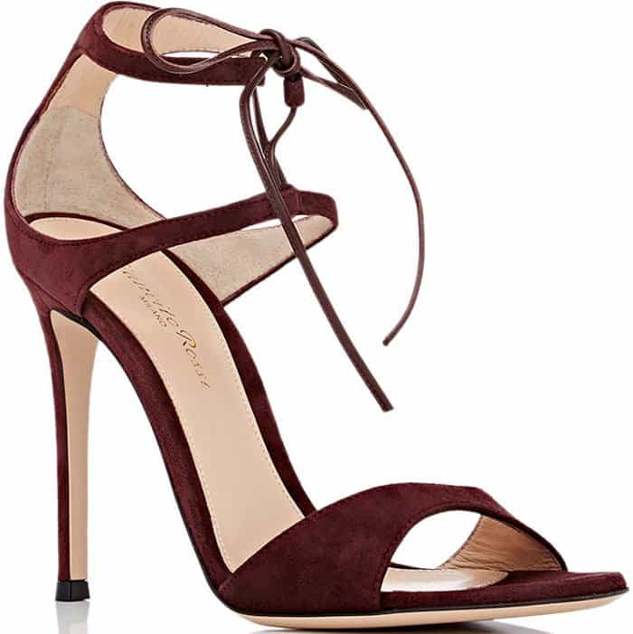 Gianvito Rossi "Darcy" Double-Strap Sandals Burgundy