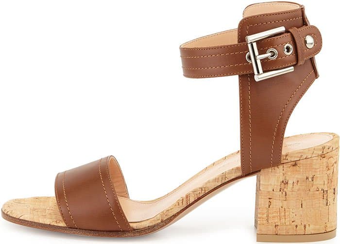 Gianvito Rossi Cork Block Sandals Brown