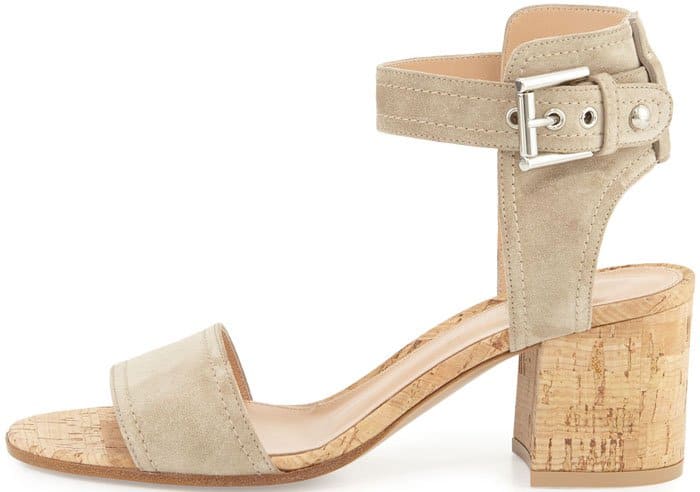 Gianvito Rossi Cork Block Sandals Suede