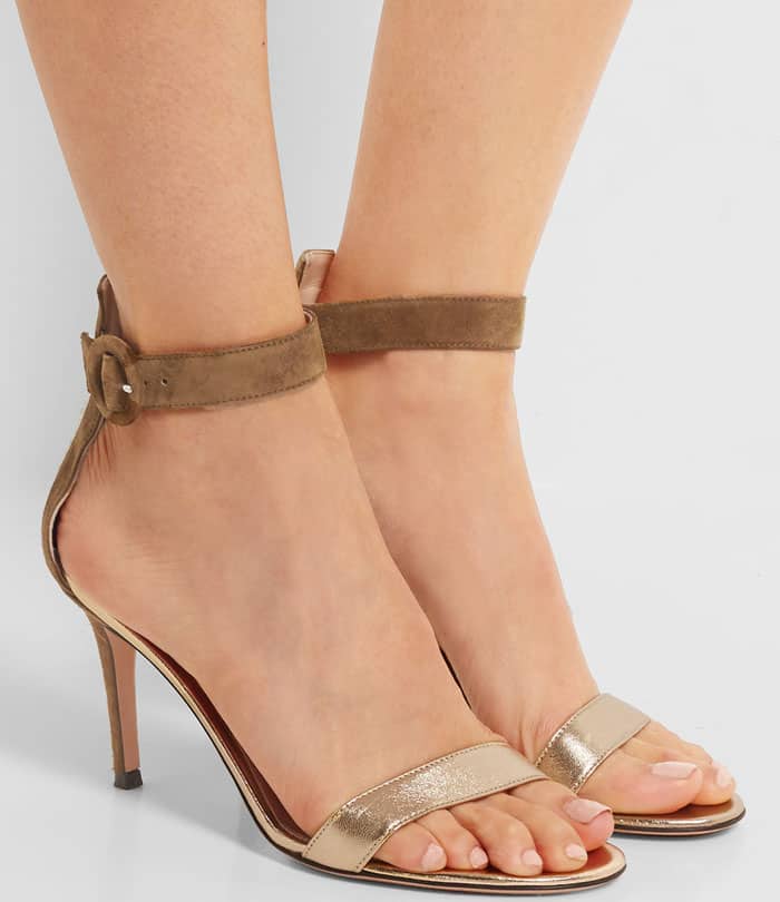 Gianvito Rossi "Portofino" Sandals Brown Gold