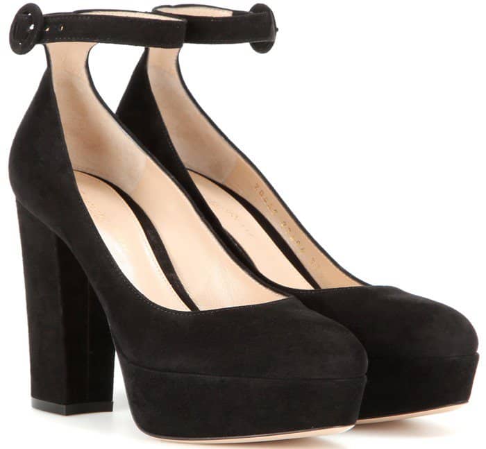 Classic Black Suede Gianvito Rossi 'Sherry' Pumps