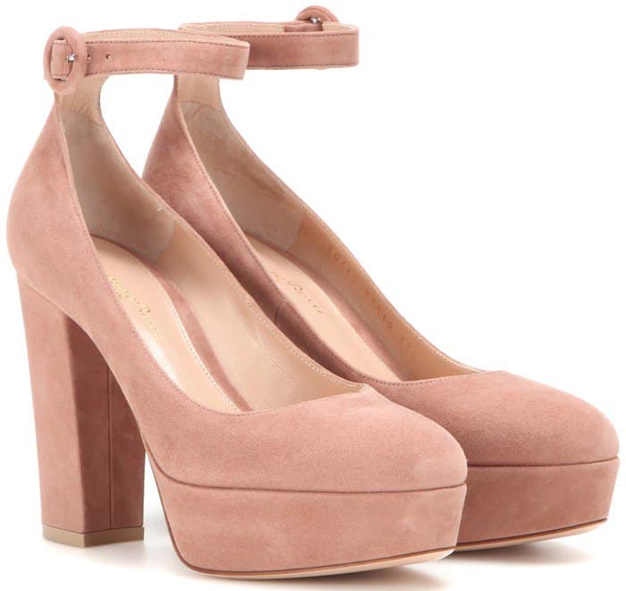 Rosy Pink Suede Gianvito Rossi 'Sherry' Pumps