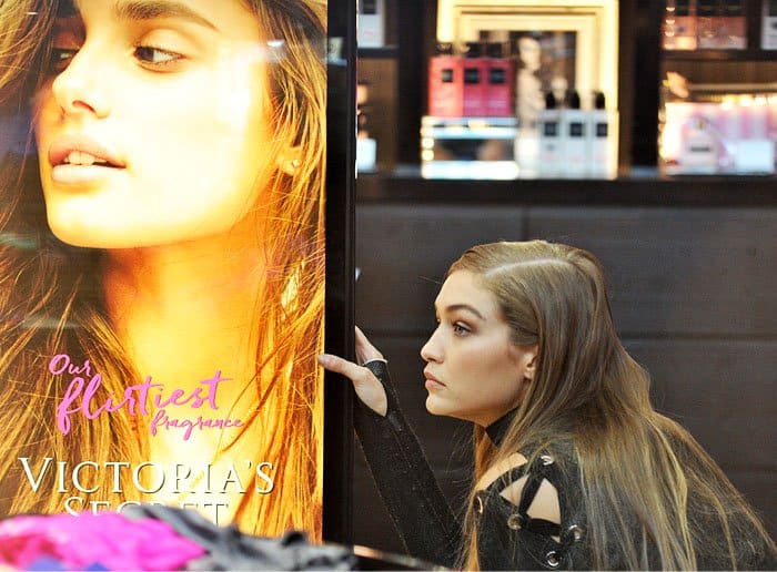 Gigi Hadid makes a stop at Victoria's Secret in Italy to pick up some lingerie
