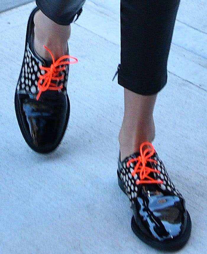Gigi Hadid wears an eclectic pair of Rogues "Bullseye" derby shoes