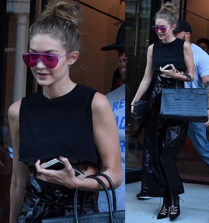 On September 12, 2016, Gigi Hadid stepped out of her New York City apartment, effortlessly stylish in a sleeveless crop top adorned with a delicate lace trim