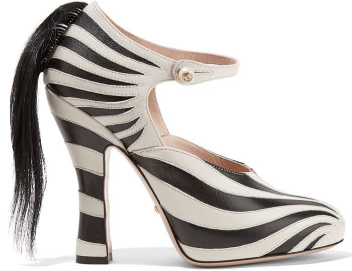 Gucci 'Lesley' Zebra Leather & Fur Pumps