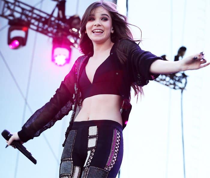 Hailee performs at the daytime village before her big performance at the main arena
