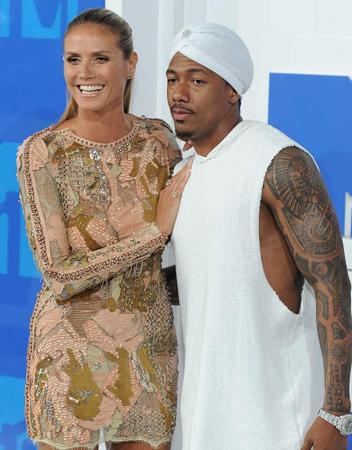 Heidi Klum and Nick Cannon attend the MTV Video Music Awards, VMAs, at Madison Square Garden in New York City