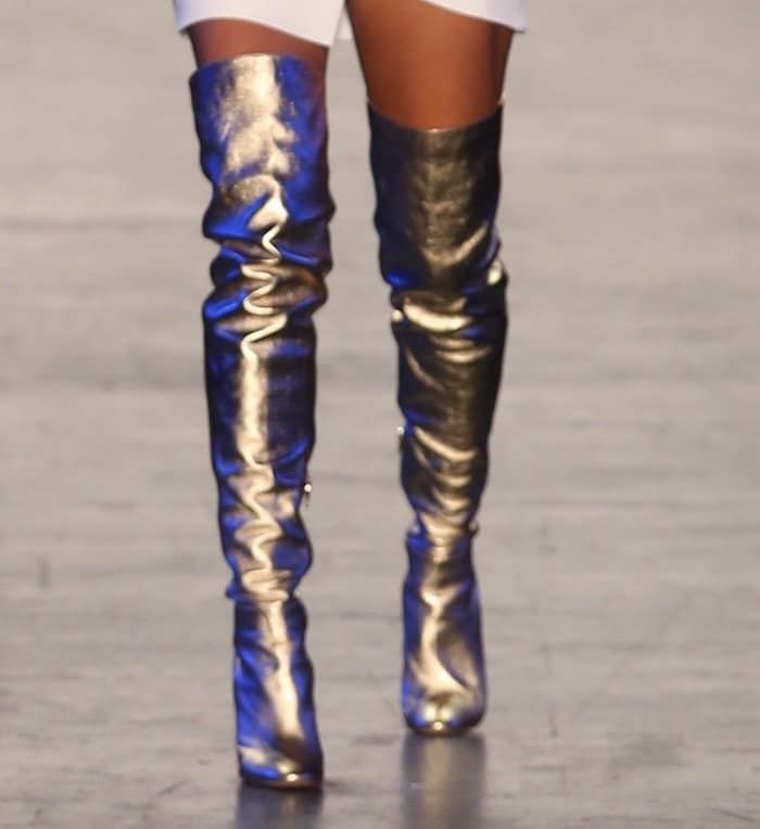 Heidi Klum's very bold gold thigh-high boots