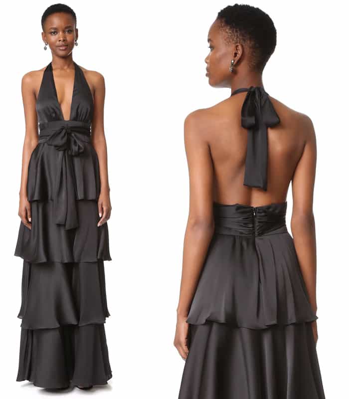 Jill Jill Stuart V Neck Ruffle Gown