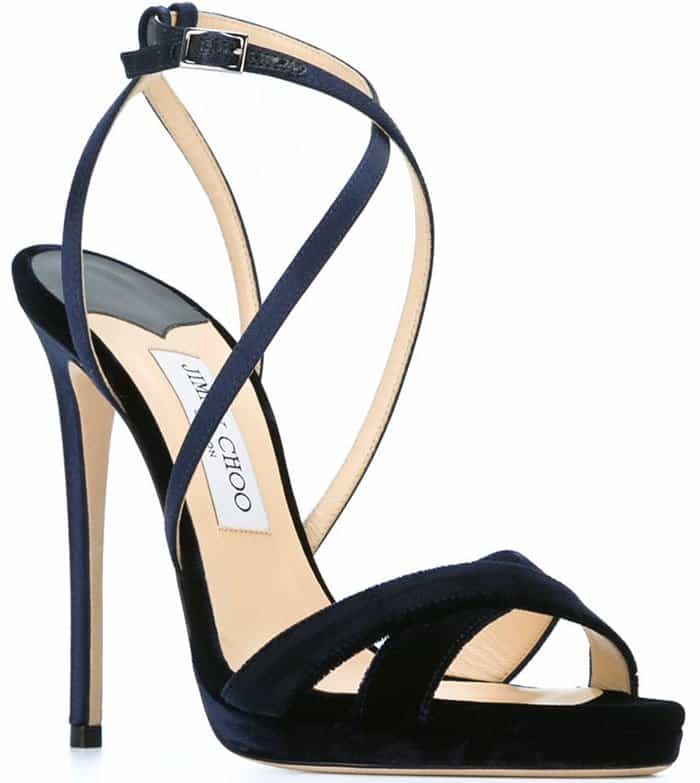 Blue Jimmy Choo "Lola" Crisscross Sandals