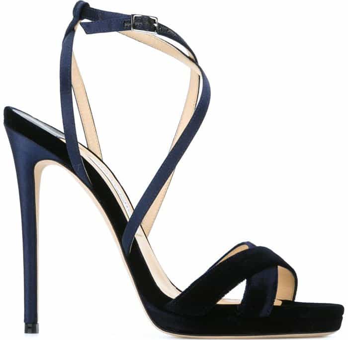 Blue Jimmy Choo "Lola" Crisscross Sandals