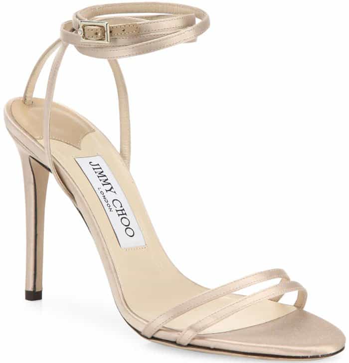 Natural Jimmy Choo "Tizzy" Ankle-Wrap Sandals