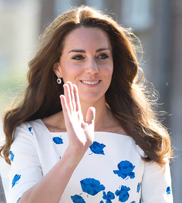 Kate Middleton revisited a favorite from her wardrobe for her Luton, Bedfordshire event: the LK Bennett's Lasa Poppies dress