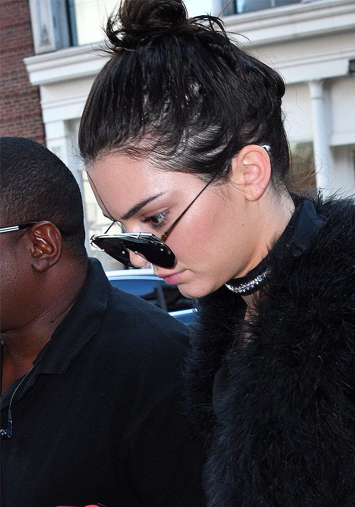 Kendall Jenner wears Gentle Monster x Opening Ceremony Zhora 02 sunglasses while returning to her hotel in New York