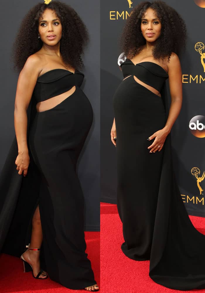 Kerry Washington's bespoke cutout dress by Brandon Maxwell effortlessly merged allure with elegance at the 68th Primetime Emmy Awards