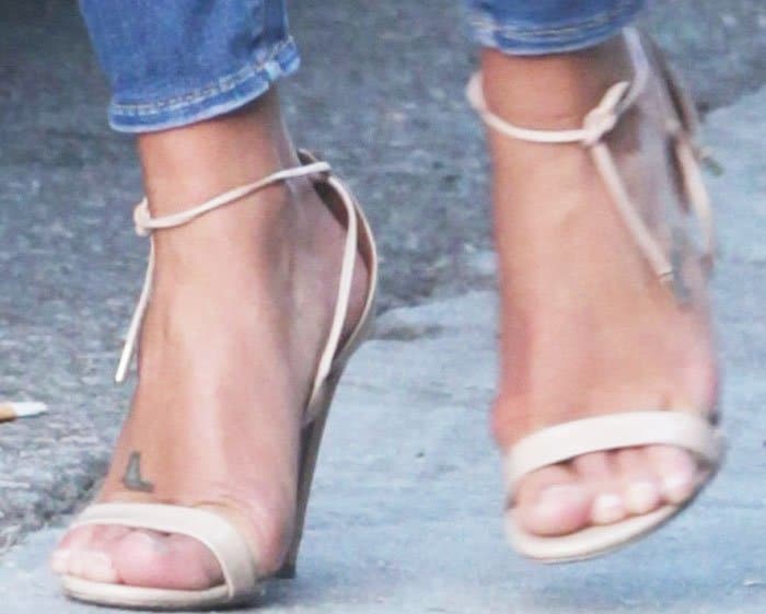 Lea Michele left the beautiful Malibu beach in a pair of Aquazzura "Dasha" sandals