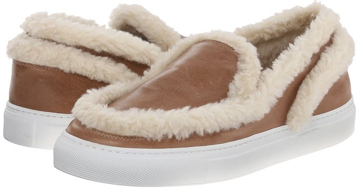 MM6 Maison Margiela Shearling-Trimmed Textured-Leather Slip-on Sneakers