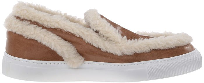 MM6 Maison Margiela Shearling-Trimmed Textured-Leather Slip-on Sneakers