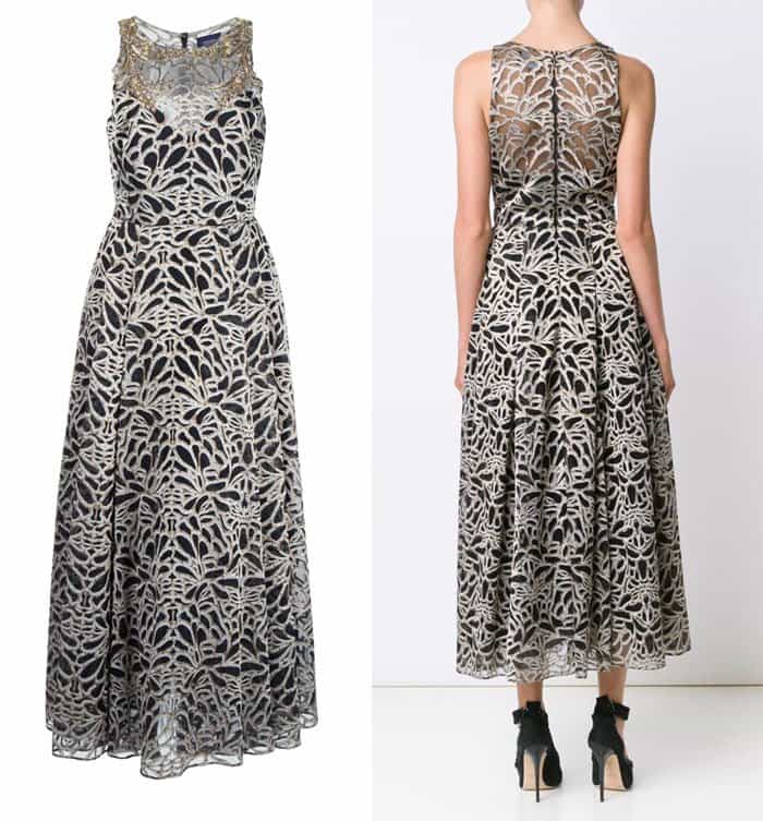 Marchesa Notte Embroidered Flared Dress