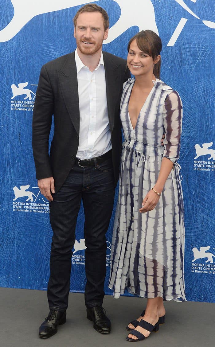 Alicia Vikander and Michael Fassbender at the photocall for their movie on September 1, 2016
