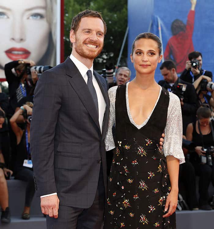 Alicia Vikander and Michael Fassbender at the Venice Film Festival premiere of "The Light Between Oceans" on September 1, 2016