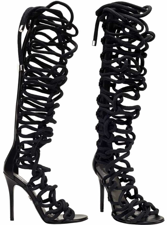 Black Monika Chiang "Milla" Rope Gladiator Sandals