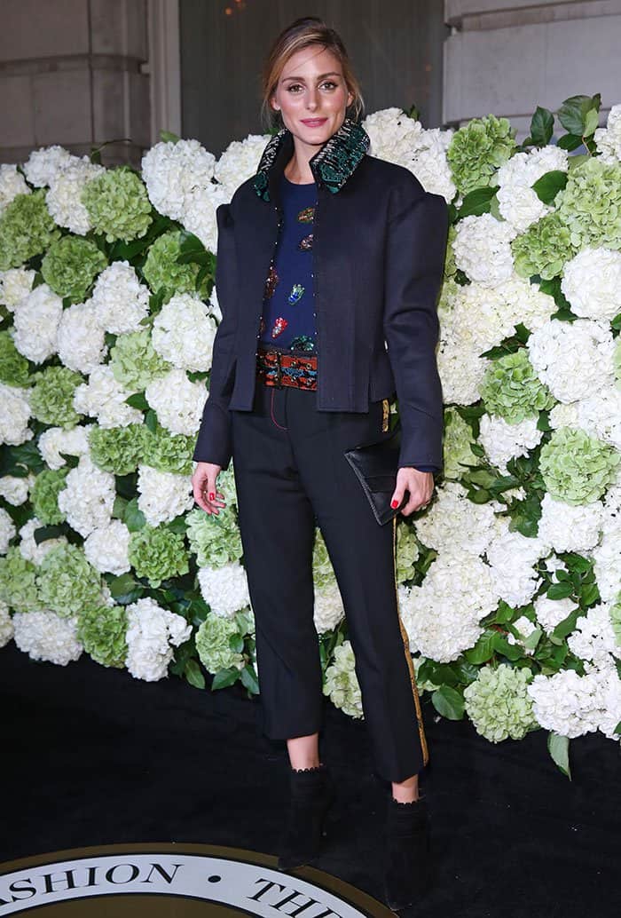Olivia Palermo flaunted her distinctive fashion flair in a captivating three-piece ensemble by Burberry