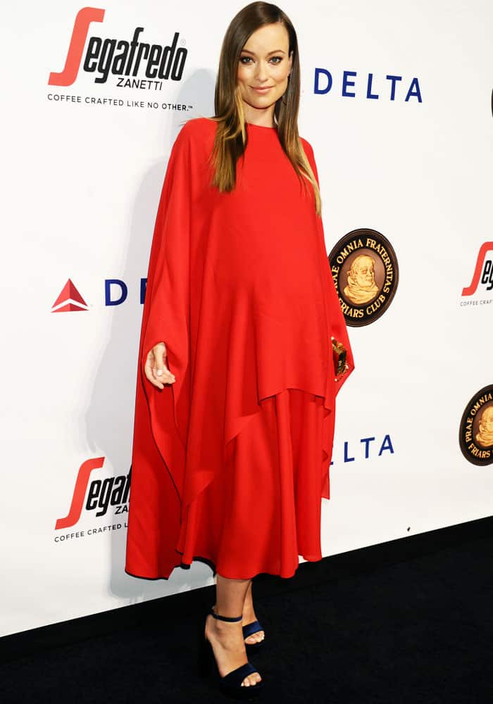 Olivia Wilde wearing a Valentino dress at Martin Scorsese tribute by Friar's Club