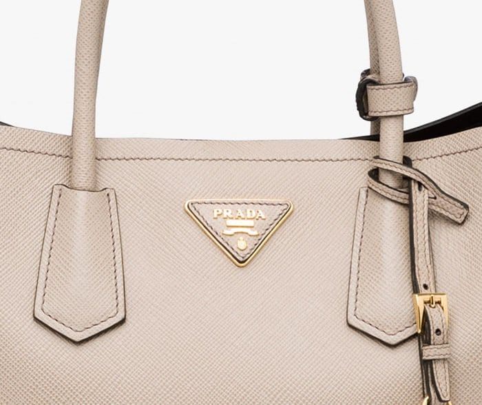 The topstitching on most Prada bags is slightly angled
