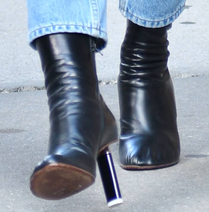 Rosie Huntington-Whiteley stepped out in a pair of Vetements metal-heeled boots
