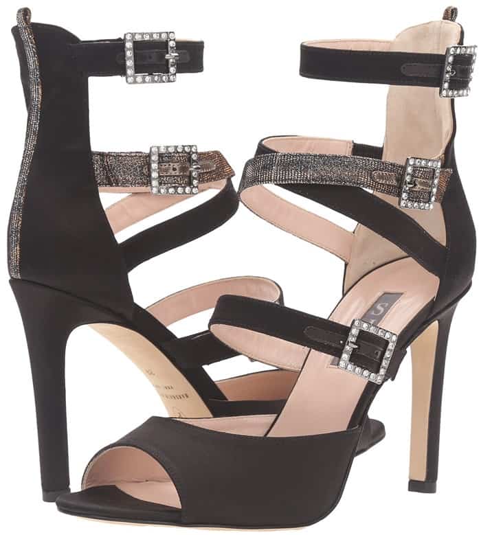 SJP by Sarah Jessica Parker "Fugue" Strappy Satin Sandal in Black